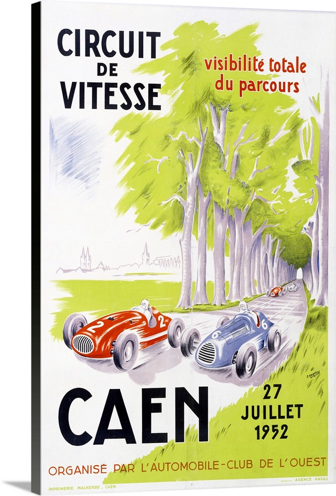 Circuit de Vitesse, Caen, 1952, Vintage Poster, by P. Hervieu