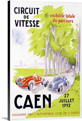 Circuit de Vitesse, Caen, 1952, Vintage Poster, by P. Hervieu