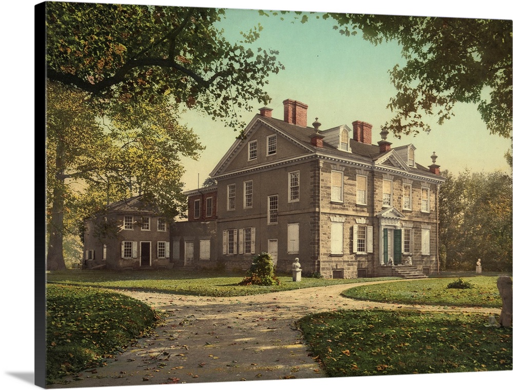 Hand colored photograph of cliveden, thechew mansion, Germantown.