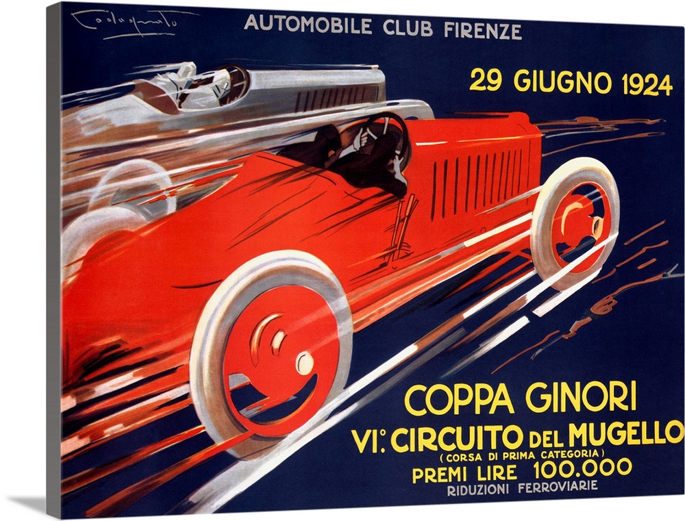 Classic poser illustrating speeding Italian cars.