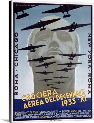 Croceria Aerea del Decennale, 1933, Vintage Poster, by Luigi Martinati