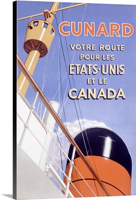 Cunard Line, British French Ocean Lines, Vintage Poster
