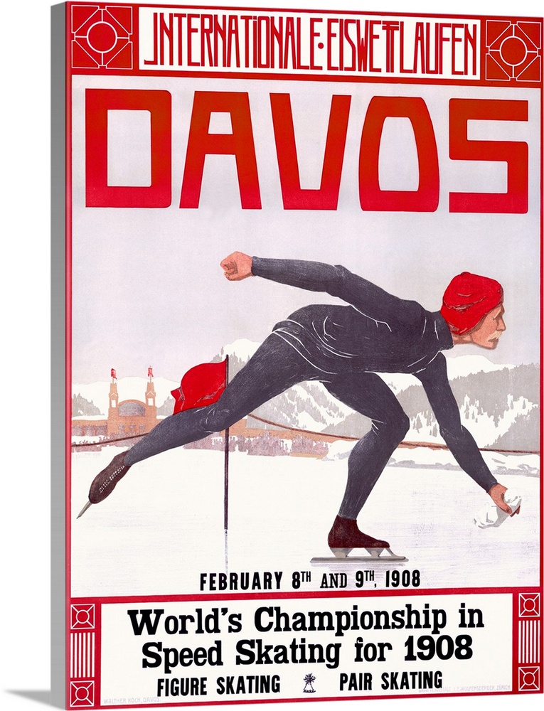 Davos, World Championship in Speed Skating, Vintage Poster, by Walter Koch