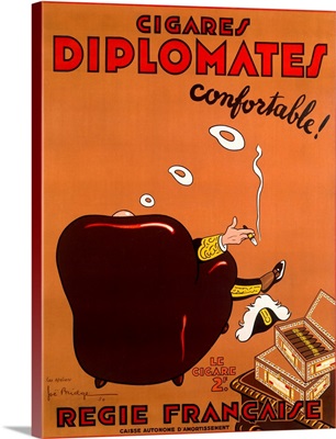 Diplomate Cigar, Regie Francaise, Vintage Poster