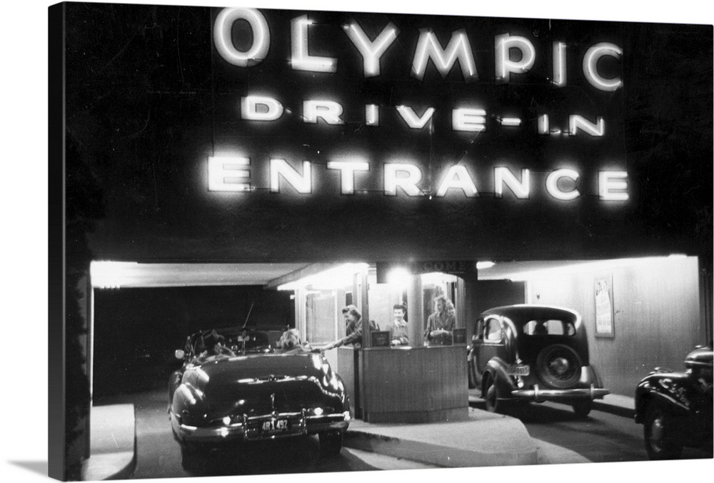 People buying tickets at the Olympic Drive-In in the Hollywood district of Los Angeles, California   Original Publication:...