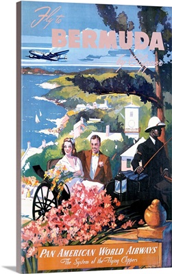 Fly to Bermuda by Clipper, Pan American World Airways, Vintage Poster