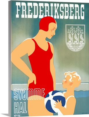 Frederiksberg Swim Natatorium, Denmark, Vintage Poster