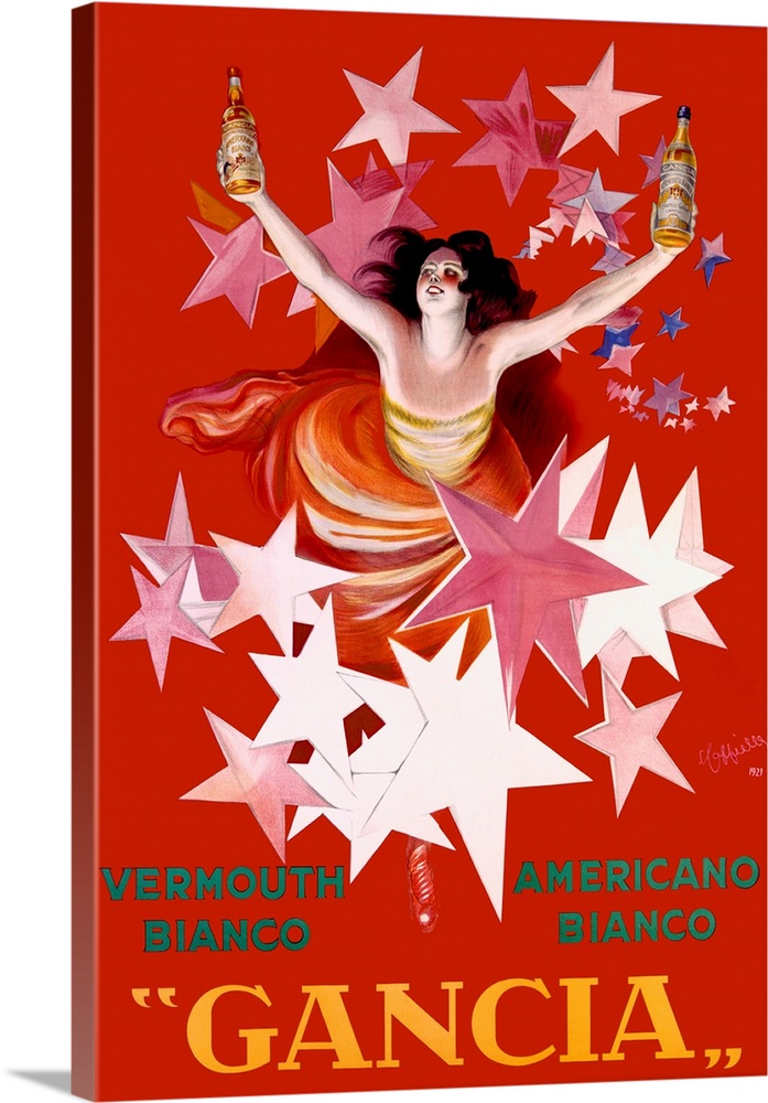 A joyful, star-studded celebration of Italy's iconic aperitif brand. This poster by Cappiello bursts with movement and the...