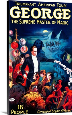 George, The Supreme Master of Magic, Carload of Scenic Effects, Vintage Poster