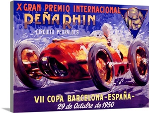 Gran Premio Internacional, Pena Rhin, 1950, Vintage Poster, by A. Garcia image thumbnail