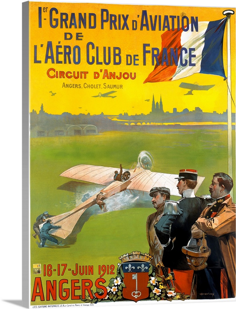 Grand Prix dAviation de LAero Club de Grance, Circuit dAnjou, Vintage Poster