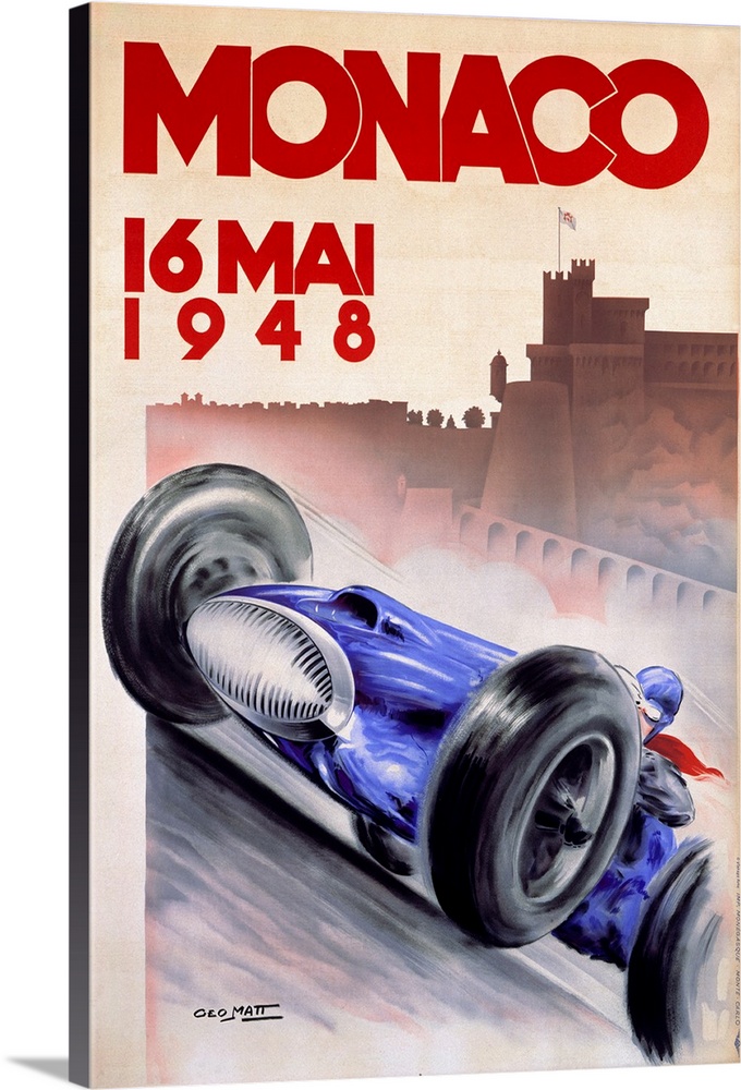 Vintage 1936 Monaco Grand Prix Canvas Art Poster and Wall Art Picture Print Modern Family bedroom Decor Posters 12×08inch 30×20cm