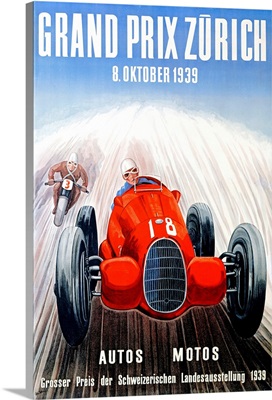 Grand Prix, Zurich, 1939, Vintage Poster, by Adolf Schnider