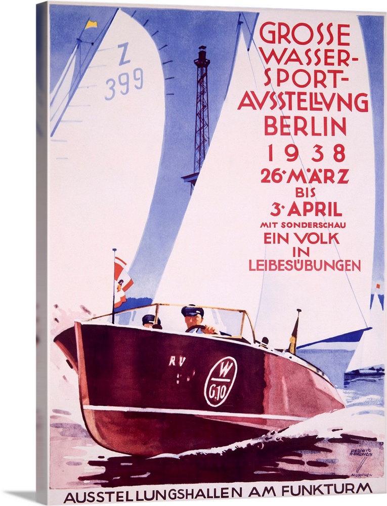 Grosse Wasser Sport, Berlin, 1938, Vintage Poster