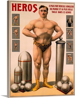 Heros Strong Man Juggler, Vintage Poster