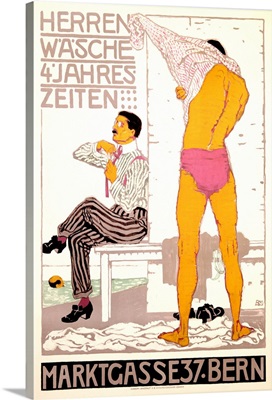 Herrenwasche, 4 Jahreszeiten, Vintage Poster, by Burkhard Mangold