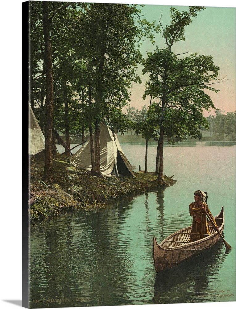 Hand colored photograph of Hiawathaos arrival.