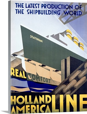 Holland to America Line, Statendam, Vintage Poster