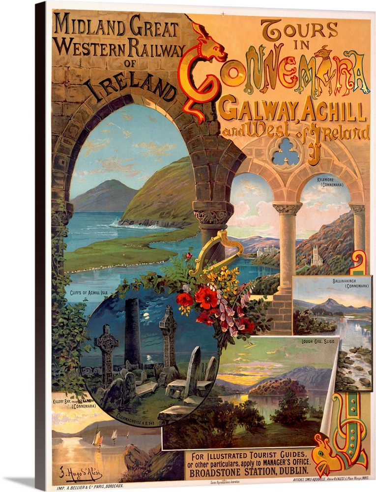 Vintage Old Transport Poster Donegal Railway Co Print Art A4 A3 A2 A1 