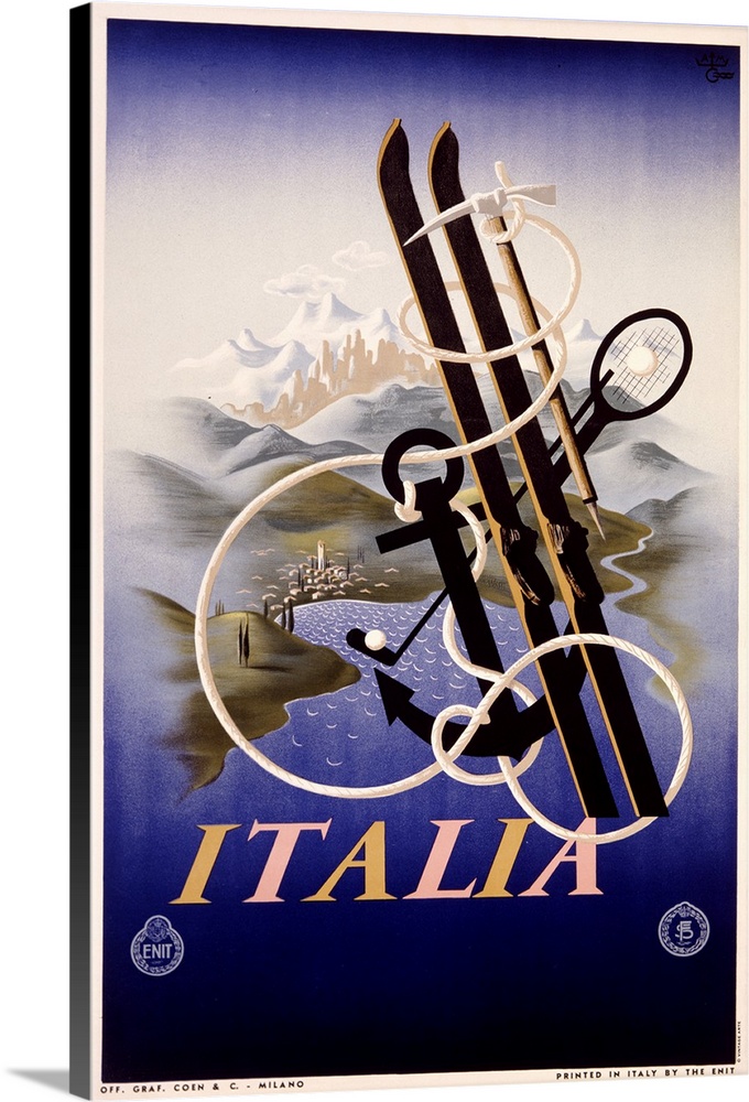 Italia, Activities to Enjoy, Vintage Poster