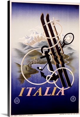 Italia, Activities to Enjoy, Vintage Poster