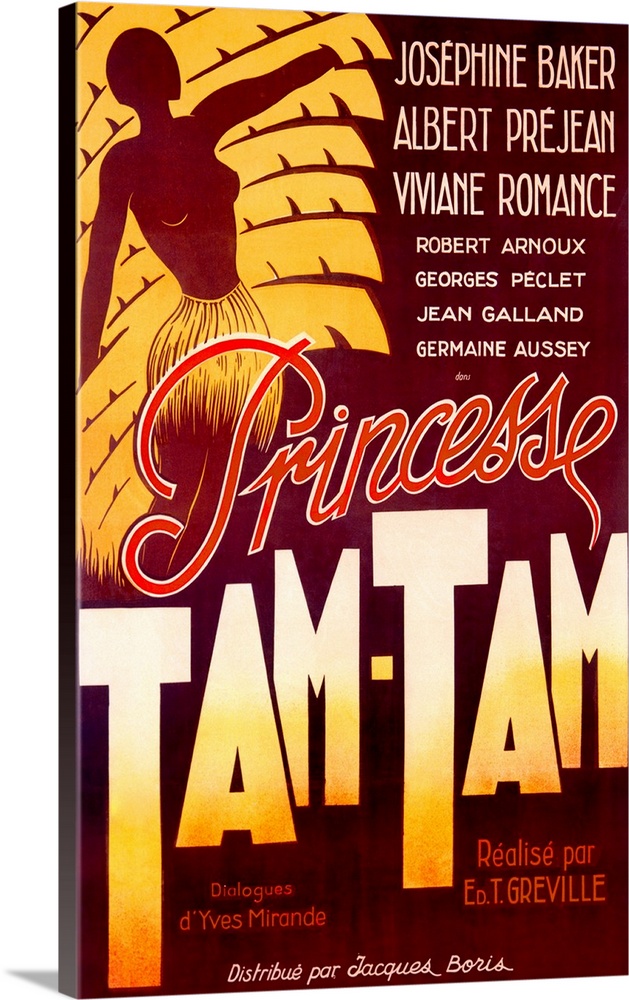 France c Princesse Tam-Tam 1935 Josephine Baker Vintage Poster artist: Peron 36x54 Giclee Gallery Print, Wall Decor Travel Poster 