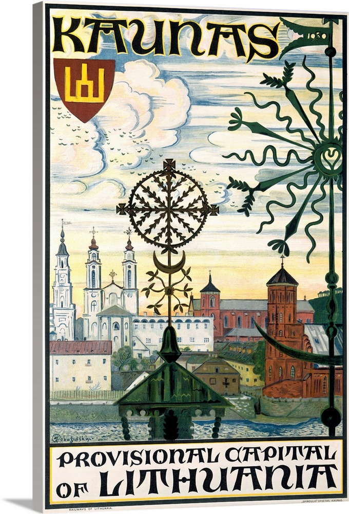 Kaunas, Lithuania, Vintage Poster