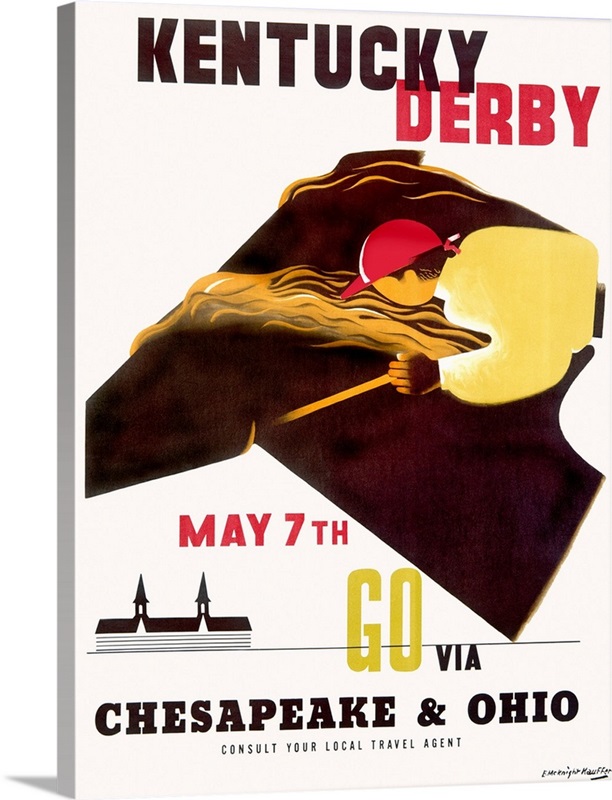 Kentucky Derby Horse Racing, Vintage Poster Wall Art, Canvas Prints