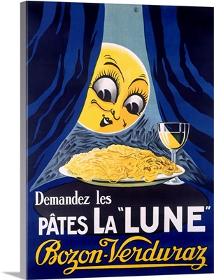Les Pates la Lune, Pasta and Moon, Vintage Poster