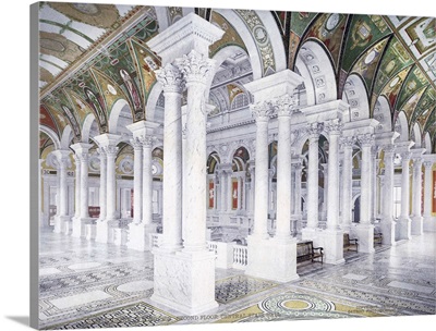 Library of Congress Second Floor Central Stair Hall Vintage Photograph