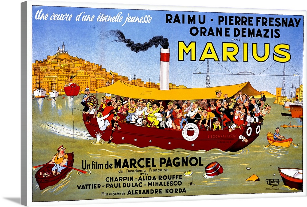 At passe Økonomisk Kurv Marius, Un film de Marcel Pagnol, Vintage Poster, by Albert Dubout Wall  Art, Canvas Prints, Framed Prints, Wall Peels | Great Big Canvas