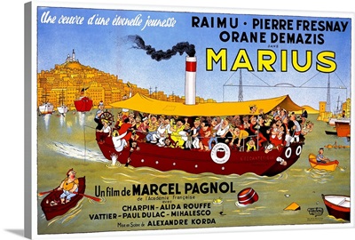 Marius, Un film de Marcel Pagnol, Vintage Poster, by Albert Dubout