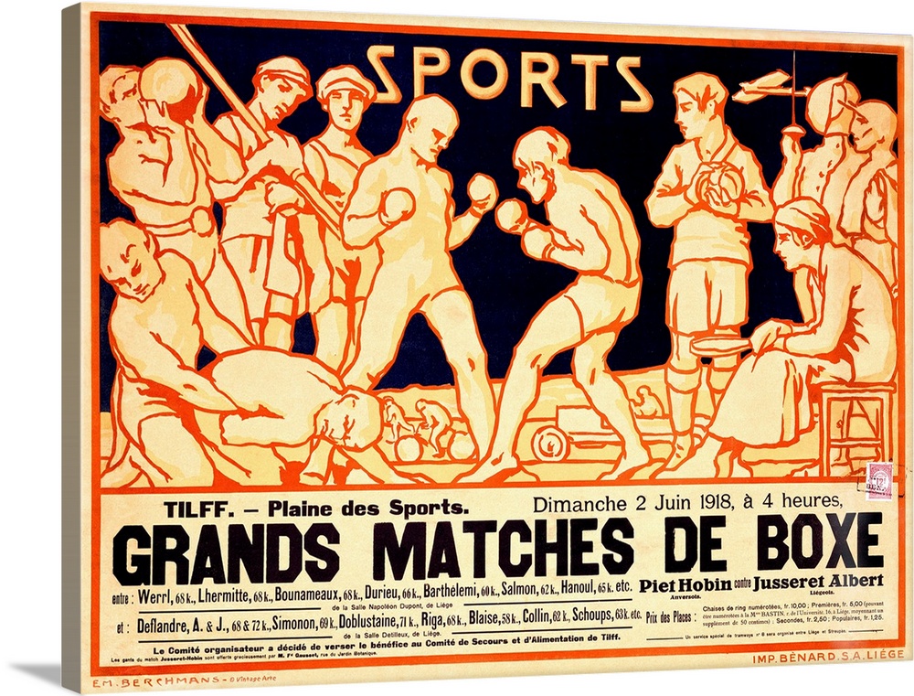 Matches de Boxe, by Emile Berchmans, Vintage Poster