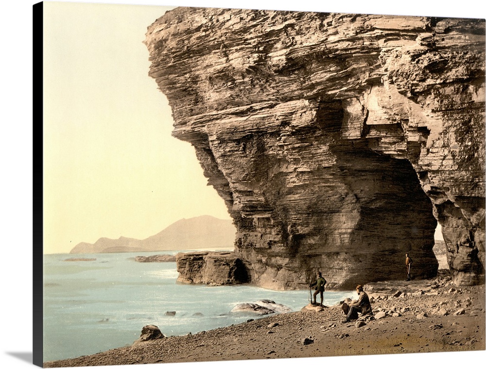 Hand colored photograph of Menawn cliffs, Achill, country mayo, Ireland.