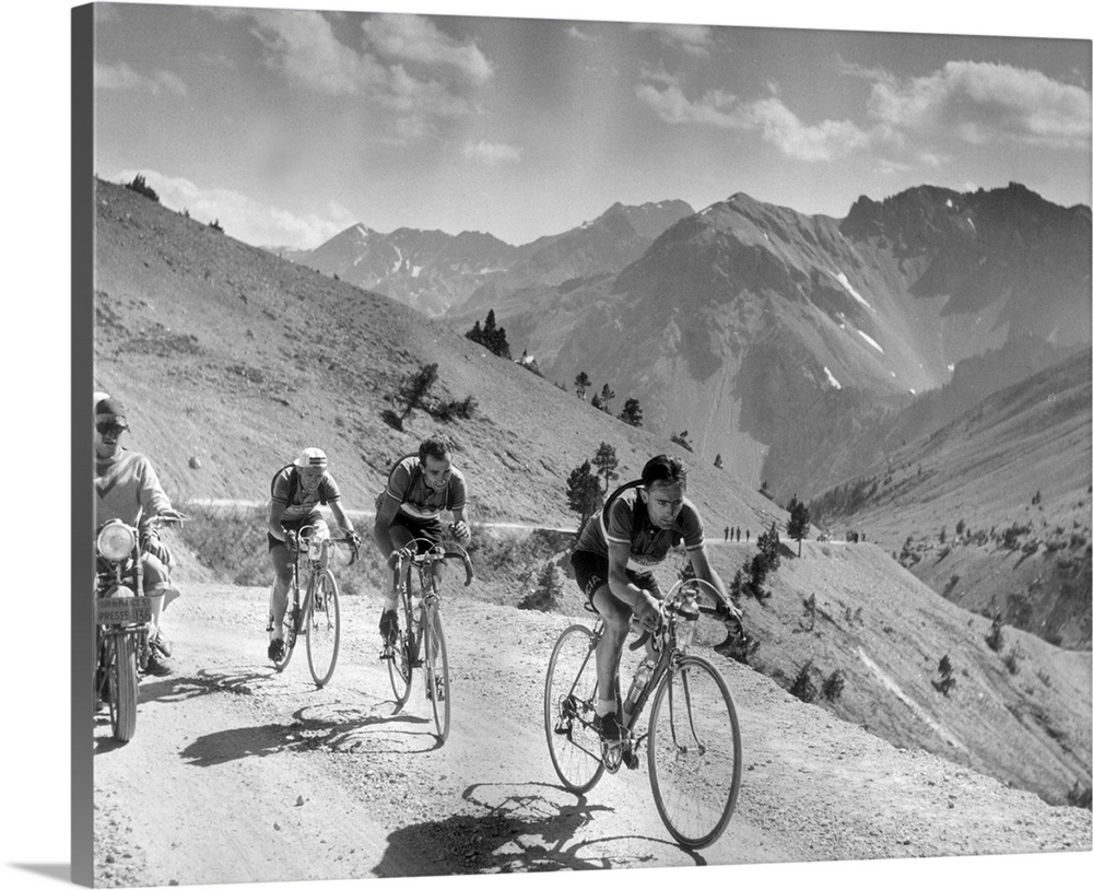 18th August 1951:  Cyclists competing in the Tour de France riding through the French Alps Original Publication: Picture P...