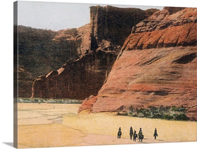 Navajo Horsemen in Canyon de Chelly Arizona Vintage Photograph