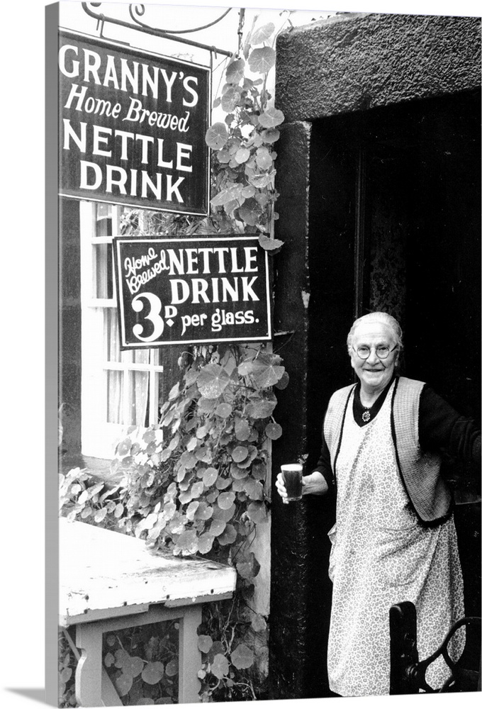 The creator of Granny's home-brewed nettle drink emerges smiling from her Lancashire shop  Original Publication: Picture P...