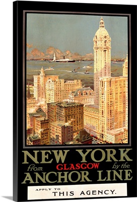 New York, Anchor Line, Vintage Poster