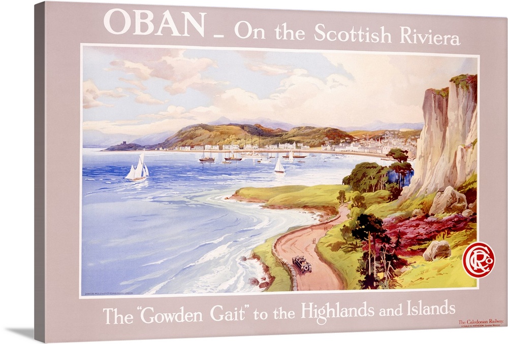 OBAN, On the Scottish Riviera, Caledonian Railway, Vintage Poster