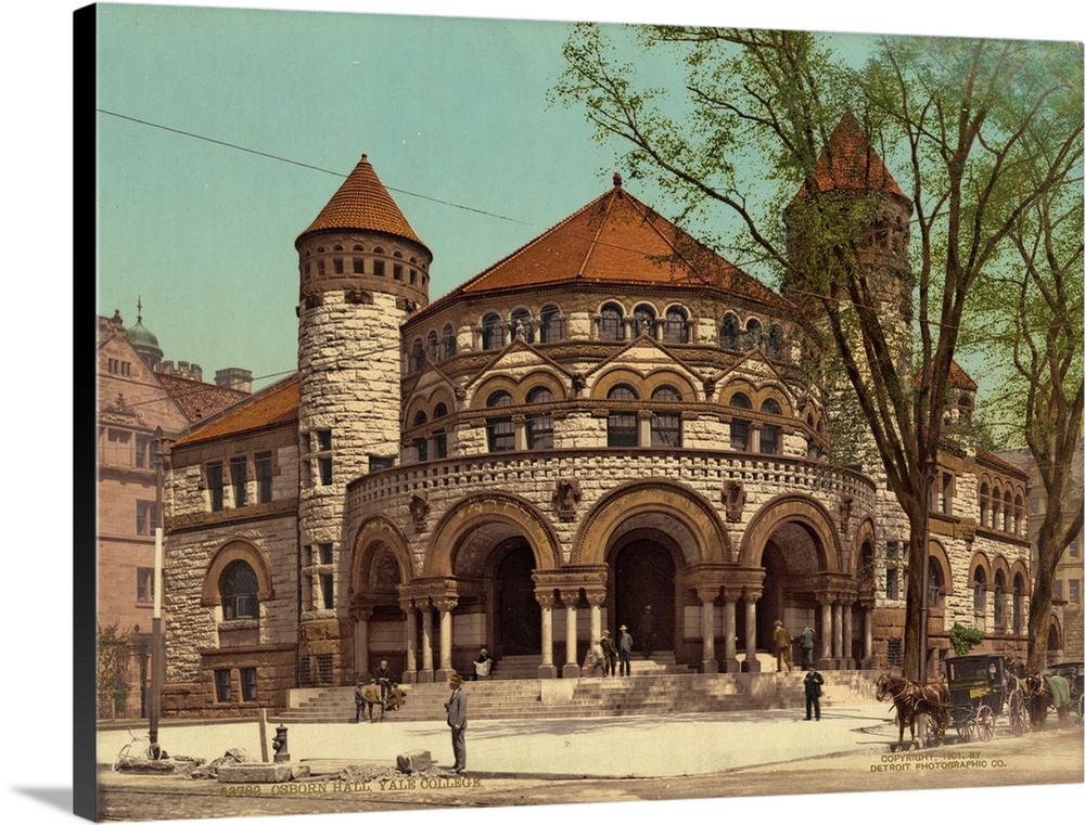 Hand colored photograph of Osborn Hall, Yale college.
