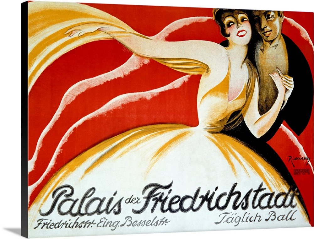 Canvas painting of a man and a woman dancing with French text at the bottom.