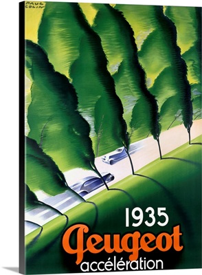 Peugeot, acceleration 1935, Vintage Poster, by Paul Colin