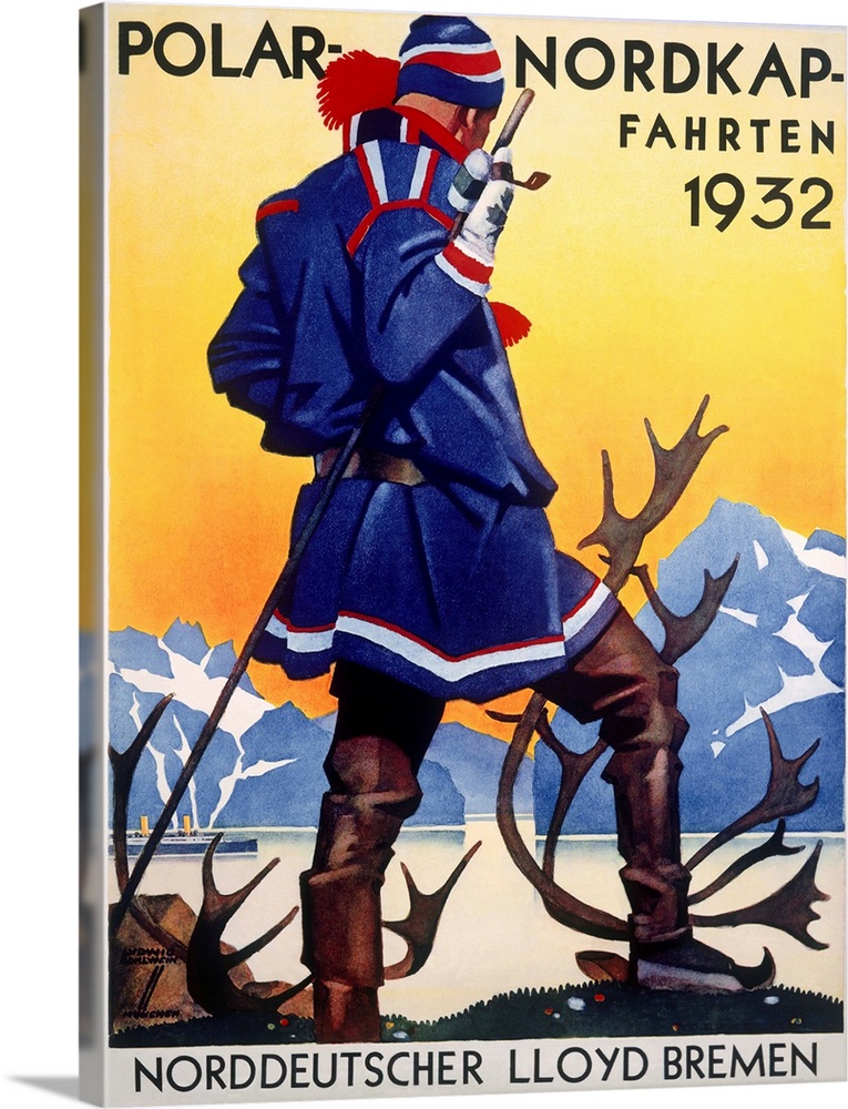 Polar Nordkap Fahrten 1932, Vintage Poster, by Ludwig Holhwein