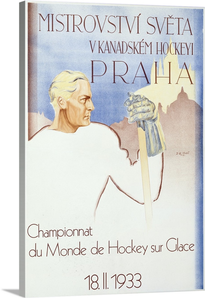 Praha, Championnat du Monde de Hockey, Vintage Poster