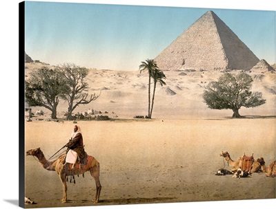 Resting Bedouins And The Grand Pyramid, Cairo, Egypt