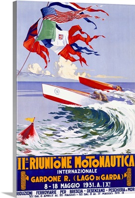 Riunione Montonautica International Boat Race, Vintage Poster