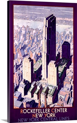 Rockafeller Center New York, New York Central Lines, Vintage Poster