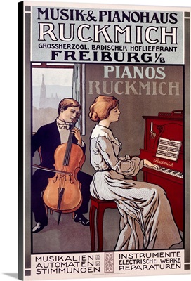 Ruckmich Musik, Pianos, Vintage Poster