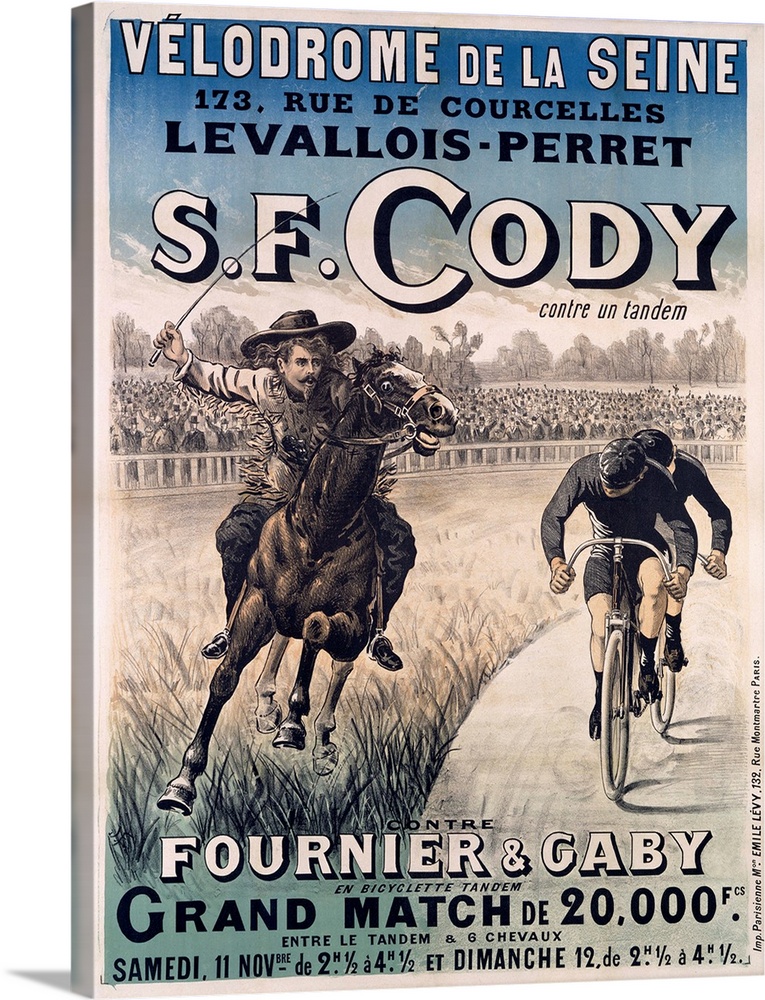 S. F. Cody vs. Fournier & Gaby, Grand Match, Vintage Poster
