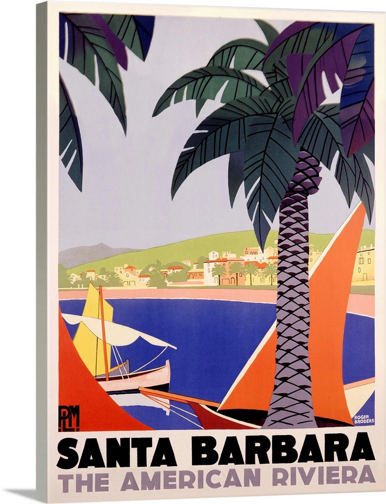 Santa Barbara American Riviera Vintage Advertising Poster